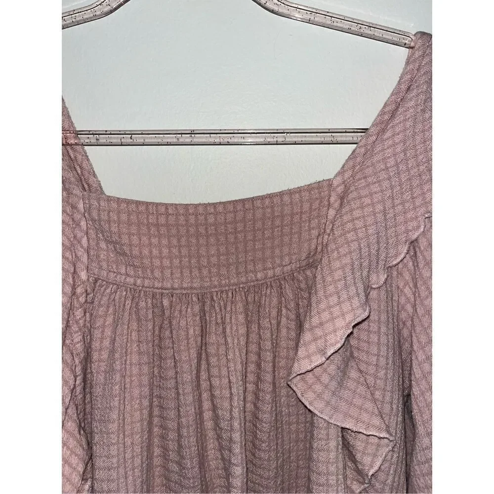 Free People Bonnie Blouse XS Pale Pink Ruffles